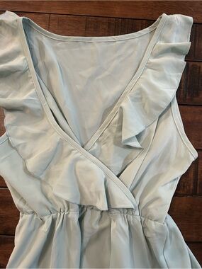 Mint Ruffle V-Neck Wrap Dress